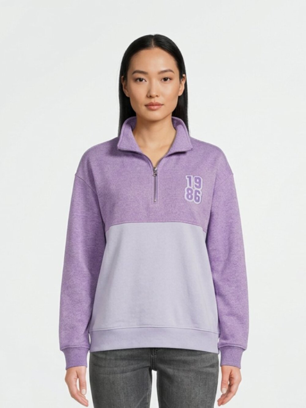 Original Use Purple Gray 1986 Colorblock Quarter Zip Sweatshirt